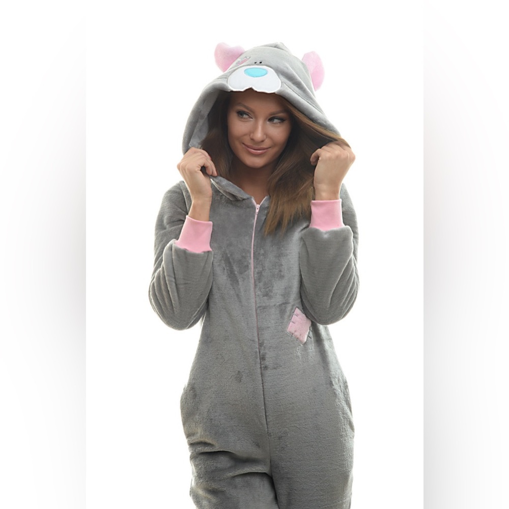 FR100 NEW Poppy Diary Frutty Gray-Rose Teddy Bear Onesie Pajamas PJ Soft Plush